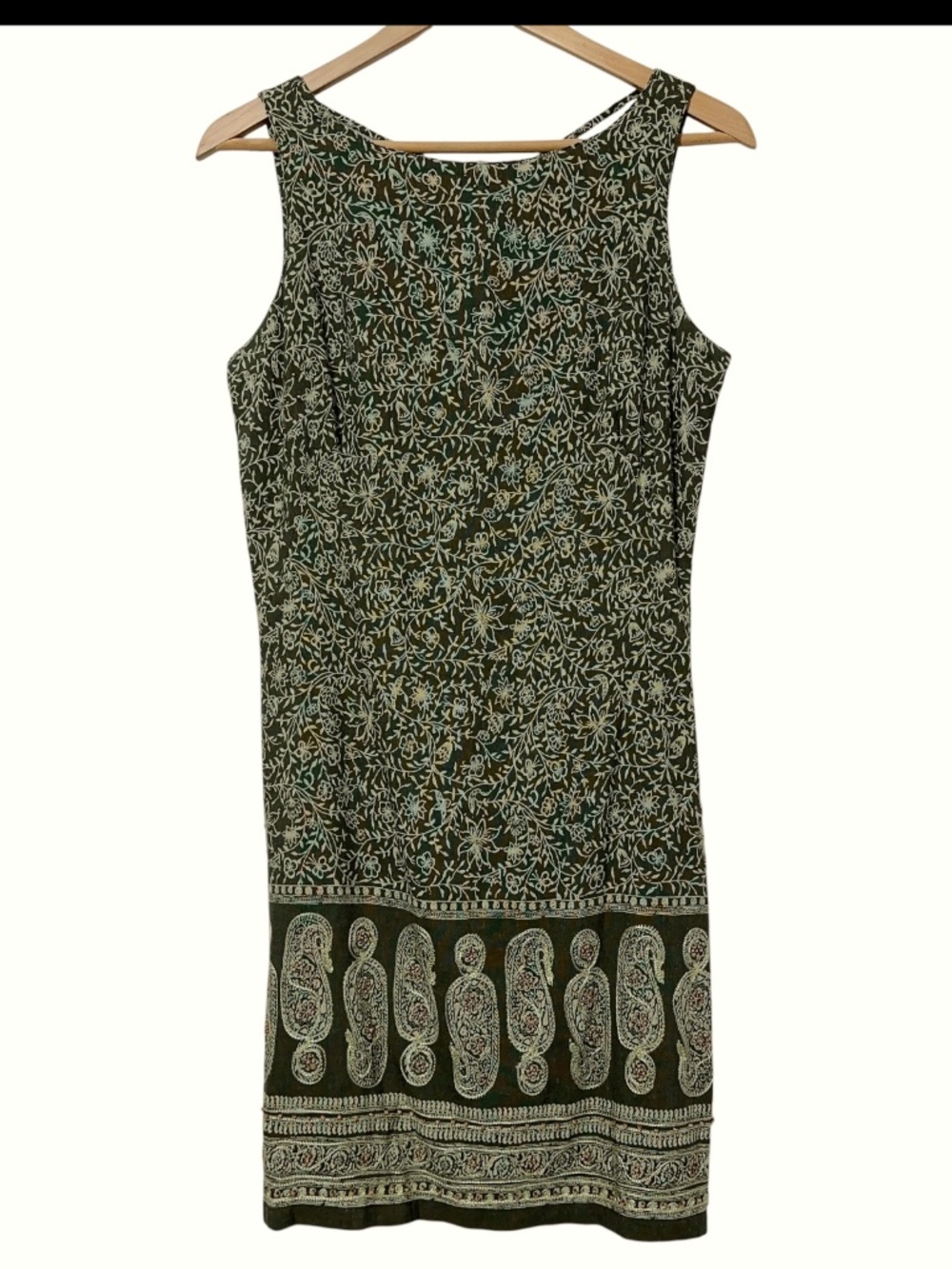 CDC Womens Sleeveless Floral Print Boho Beaded Dress Size 8 Paisley